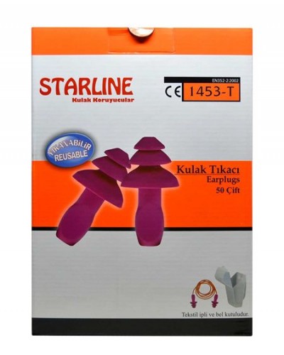 Starline 1453-T Tekstil Ipli Kulak Tıkacı 50 çift