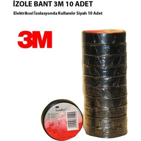 3M Elektrik İzole Bant Siyah Üst Kalite 10 adet 3M Elektrik İzole Bant Siyah Üst Kalite 10 adet