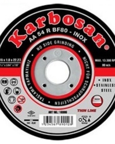 Karbosan Metal Kesici Disk 115X1X22 Mm İnox (25 Adet) Karbosan Metal Kesici Disk 115X1X22 Mm İnox (25 Adet)