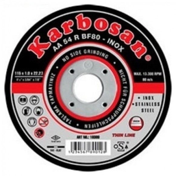 Karbosan Metal Kesici Disk 115X1X22 Mm İnox (25 Adet) Karbosan Metal Kesici Disk 115X1X22 Mm İnox (25 Adet)