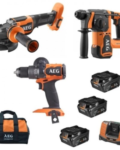 AEG JP18AA3-503B 18V Akülü 3'lü Set (BSB18C3BL+BEWS18-125BLPX2+BBH18BL2) (4935479881)