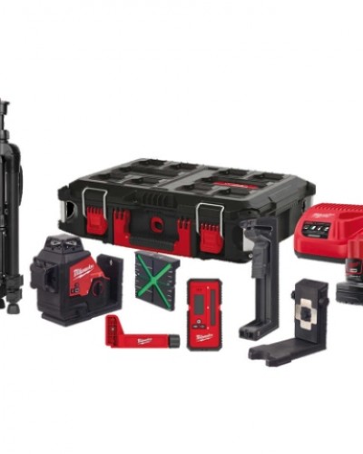 MILWAUKEE M12 3PLKIT-401C 2 Dikey 1 Yatay 360 Derece Lazer-Set Yeşil Renk